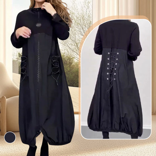 🌟¡49% de descuento!: Vestido de manga larga con cuello moca y cordón.