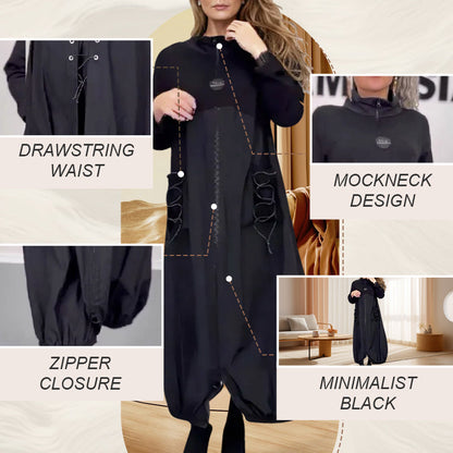 🌟¡49% de descuento!: Vestido de manga larga con cuello moca y cordón.