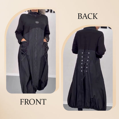 🌟¡49% de descuento!: Vestido de manga larga con cuello moca y cordón.