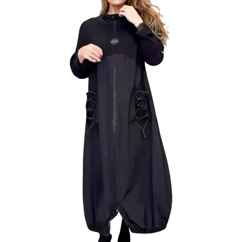 🌟¡49% de descuento!: Vestido de manga larga con cuello moca y cordón.