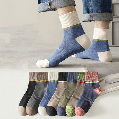 Hombres cómodos y transpirables calcetines con diseño de bloques de color