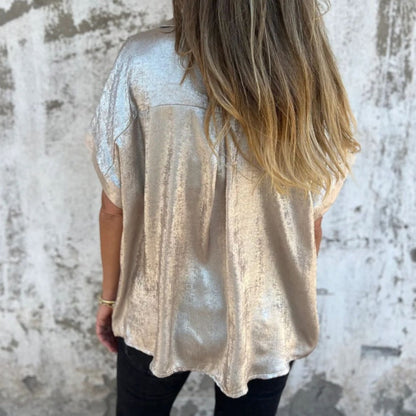 🔥VENTA CALIENTE 2025🔥 Camisas de manga larga con solapas de bronce para mujer