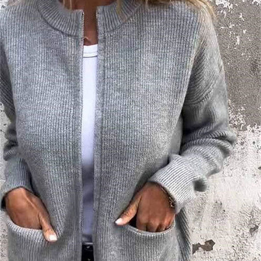 Cárdigan acogedor con cremallera para mujeres