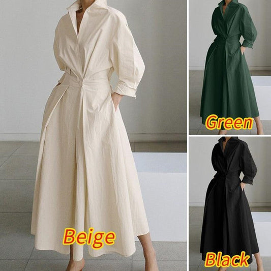 ✨【S-4XL】Falda larga de temperamento de moda de color sólido
