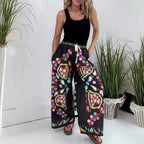 Damen-Freizeithose aus Imitat-Denim mit Kordelzug