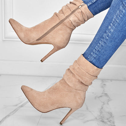 ⏰Máximo 50% de descuento🏆Botas cortas de mujer con tacón alto y punta puntiaguda
