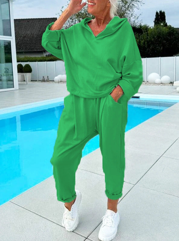 50% Rabatt🎉Zweiteiliges Damen-Kapuzenpulli-Set in Unifarben