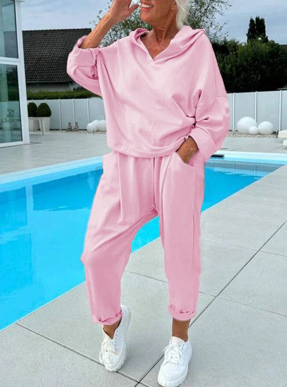 50% Rabatt🎉Zweiteiliges Damen-Kapuzenpulli-Set in Unifarben
