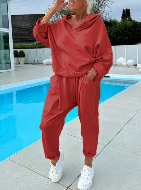 50% Rabatt🎉Zweiteiliges Damen-Kapuzenpulli-Set in Unifarben