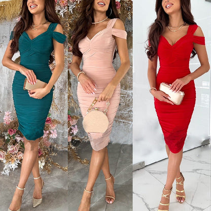 Sexy vestido de cuerpo sin hombro delgado para mujeres