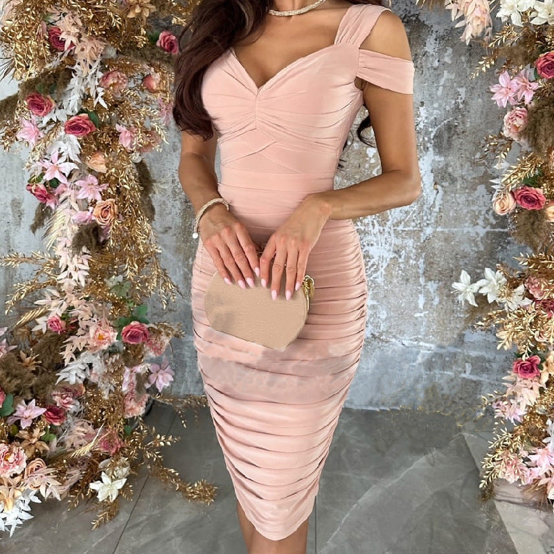 Sexy vestido de cuerpo sin hombro delgado para mujeres