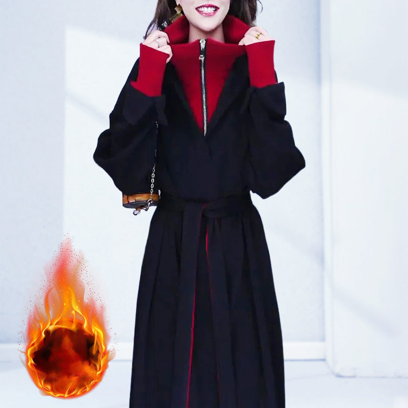 Stilvolles Damen-Kleid in Layering-Optik mit Gürtel