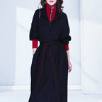 Stilvolles Damen-Kleid in Layering-Optik mit Gürtel