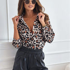 Damenmode Multicolor bedrucktes Revershemd