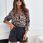 Damenmode Multicolor bedrucktes Revershemd