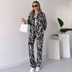 🌸Frühlingsangebote🌸 2025 neuer Stil, elegantes Damen Hemd und Hose 2-teiliges Set, Zebra-Print