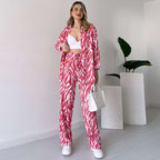 🌸Frühlingsangebote🌸 2025 neuer Stil, elegantes Damen Hemd und Hose 2-teiliges Set, Zebra-Print