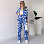 🌸Frühlingsangebote🌸 2025 neuer Stil, elegantes Damen Hemd und Hose 2-teiliges Set, Zebra-Print