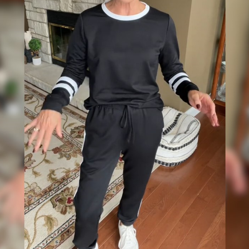 🔥Heute 50% Rabatt 🔥 Farbblock-Sweatshirt mit Rundhalsausschnitt für Frauen (2 Teile)