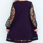 Patchwork-Rundhalskleid für Damen