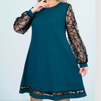 Patchwork-Rundhalskleid für Damen