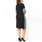 Damenkleid mit langen Ärmeln und Hahnentritt-Patchwork