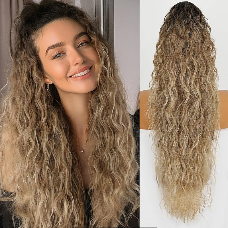 😍Lockige Wellenkrause Haarverlängerung mit Pferdeschwanz💖Zwei Stück kostenloser Versand