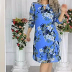 Knielanges Damenkleid mit Blumenprint