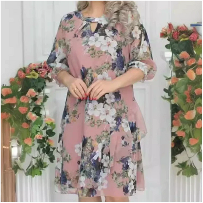 Vestido para mujeres de rodilla con estampado de flores