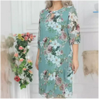 Knielanges Damenkleid mit Blumenprint