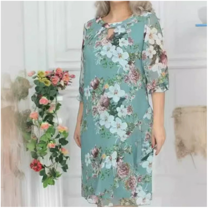 Vestido para mujeres de rodilla con estampado de flores
