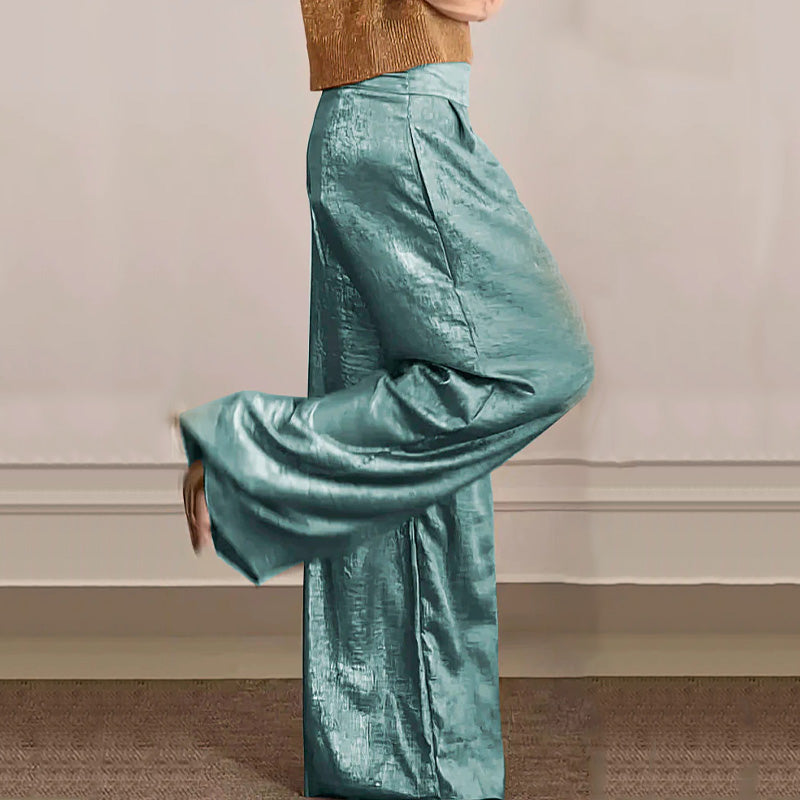 🔥Cárdigan brillante y pantalón ancho para mujer en conjunto de 2.