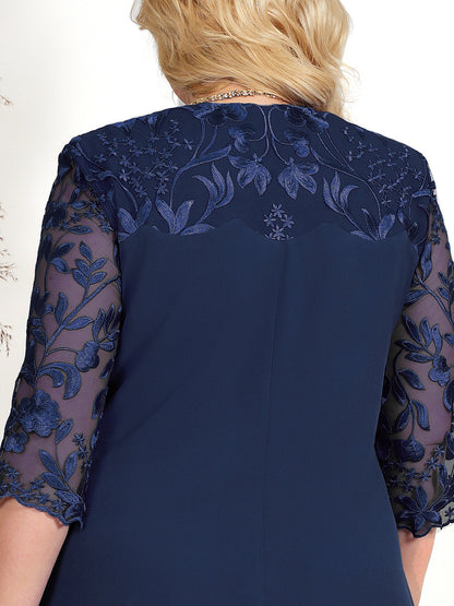 Vestido para mujeres hecho de gasa bordada con un escote redondo