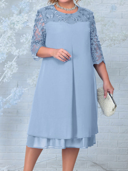 Vestido para mujeres hecho de gasa bordada con un escote redondo