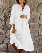 Lockeres Hemdkleid aus Baumwolle und Leinen