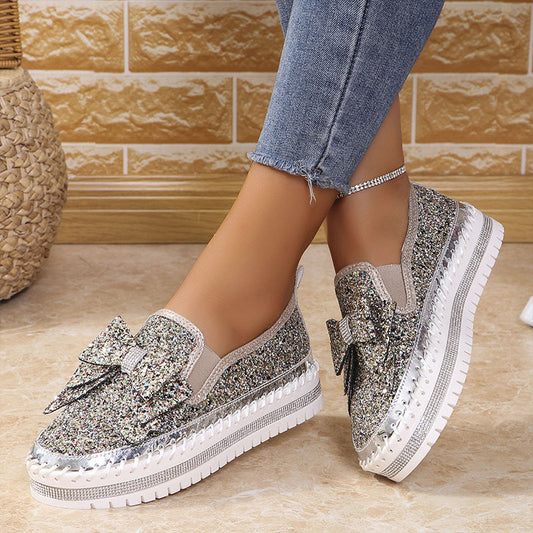 🔥Zapatillas deportivas con lazo y diamantes de imitación para mujer