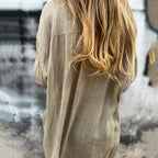 Damen Leinen Button-Down-Hemd in großen Größen