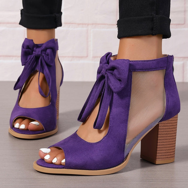 Offene Damen-Schleifen-Sandalen mit klobigem Absatz(👠50 % Rabatt!)