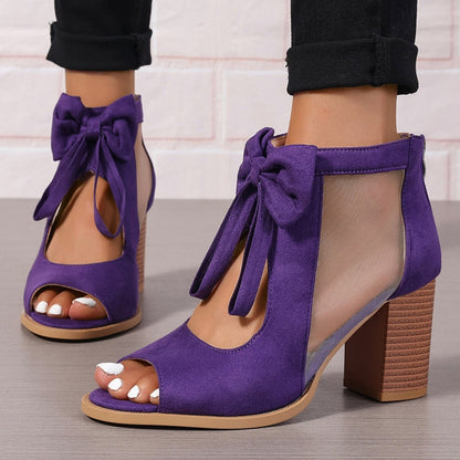 Offene Damen-Schleifen-Sandalen mit klobigem Absatz(👠50 % Rabatt!)