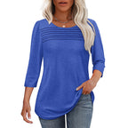 💕Kaufen Sie zwei Stücke mit 5% Rabatt👚Damen T-Shirt mit Faltendetails und 3/4-Ärmeln im lässigen Stil🌞