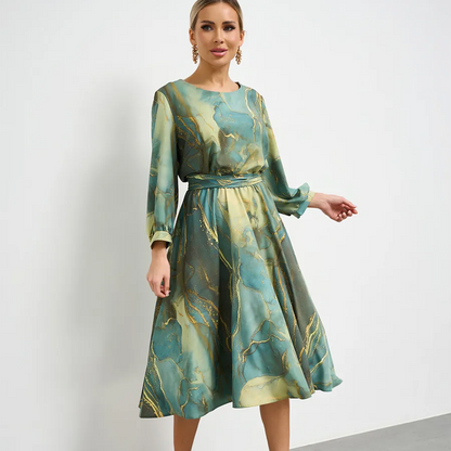 🌸Ofertas de primavera🌸 Vestido degradado verde esmeralda bañado en oro