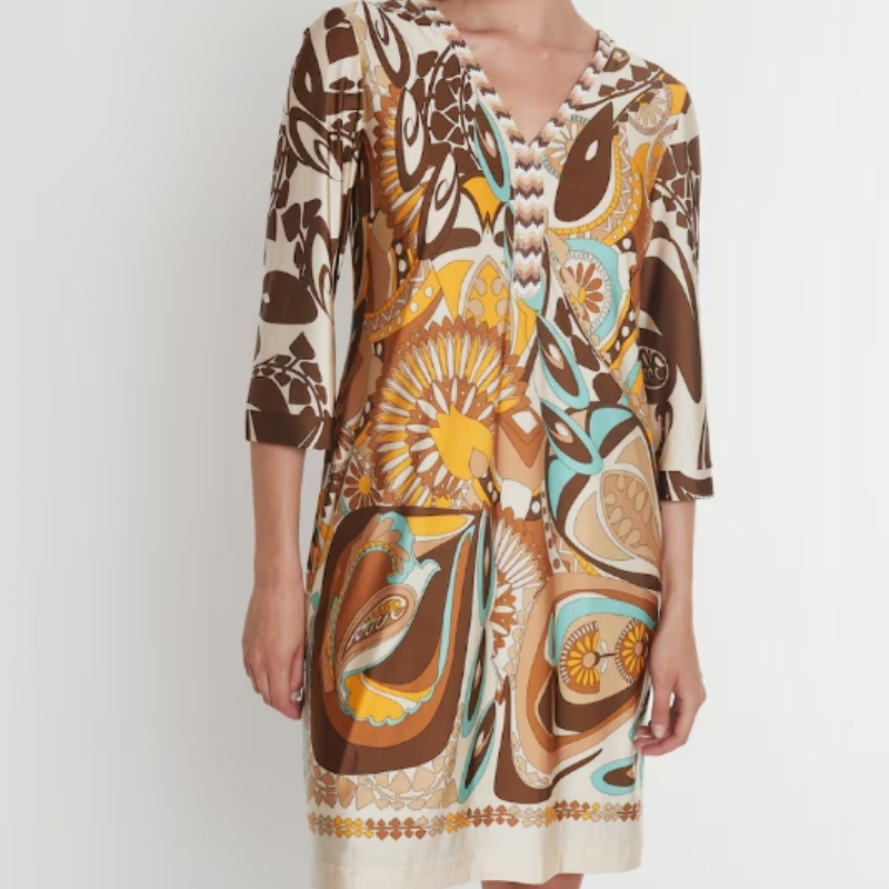 Elegantes 3/4-Ärmel-Kleid mit V-Ausschnitt für Damen