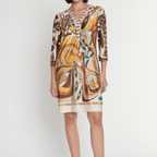 Elegantes 3/4-Ärmel-Kleid mit V-Ausschnitt für Damen