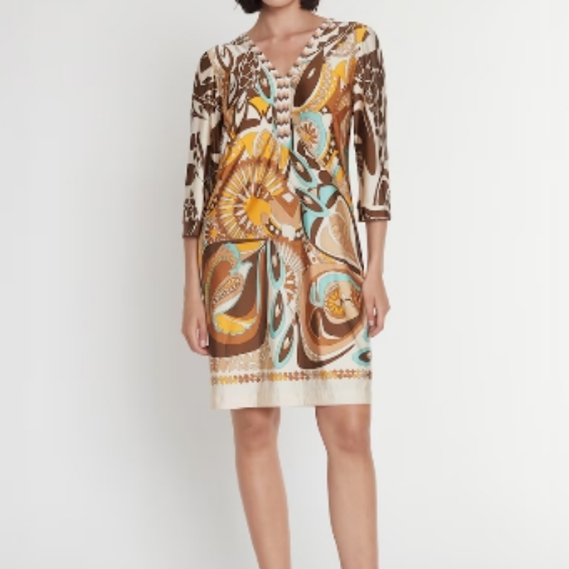 Elegantes 3/4-Ärmel-Kleid mit V-Ausschnitt für Damen