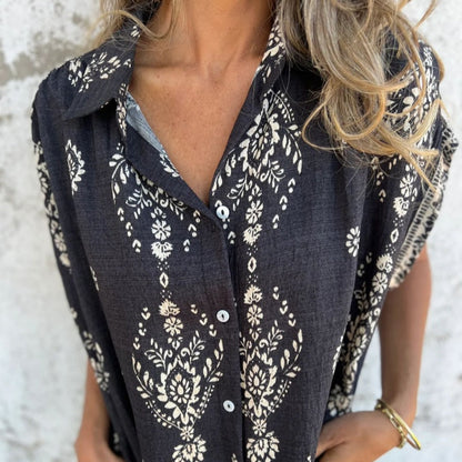 💕 Vestido holgado estampado de manga corta con bolsillos