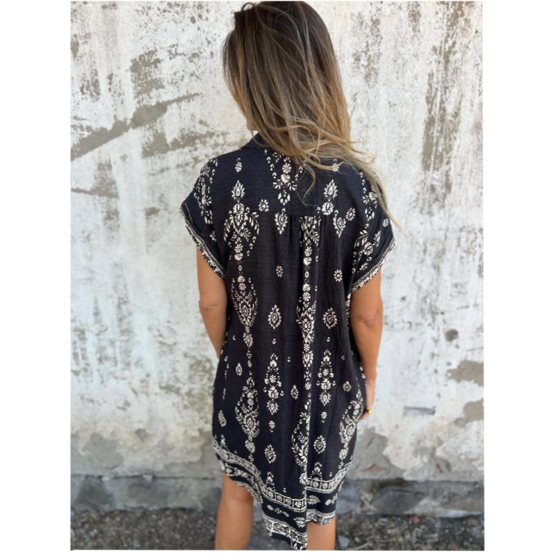 💕 Vestido holgado estampado de manga corta con bolsillos