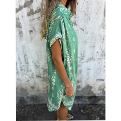 💕 Vestido holgado estampado de manga corta con bolsillos