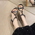 Boho-Keilsandalen für Frauen mit spitzen Zehen