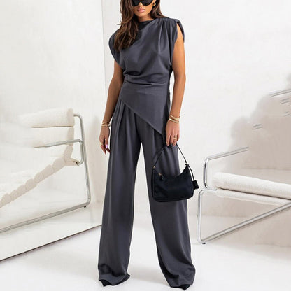 Elegante set de dos partes de una sola color para mujeres