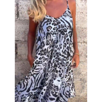 Leopardenmuster Spaghetti-Maxikleid